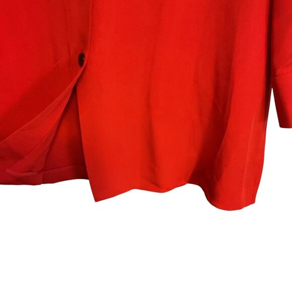 Linda Allard Ellen Tracy Red 100% Silk Button Front Tunic Dress Size 10 - Picture 12 of 14